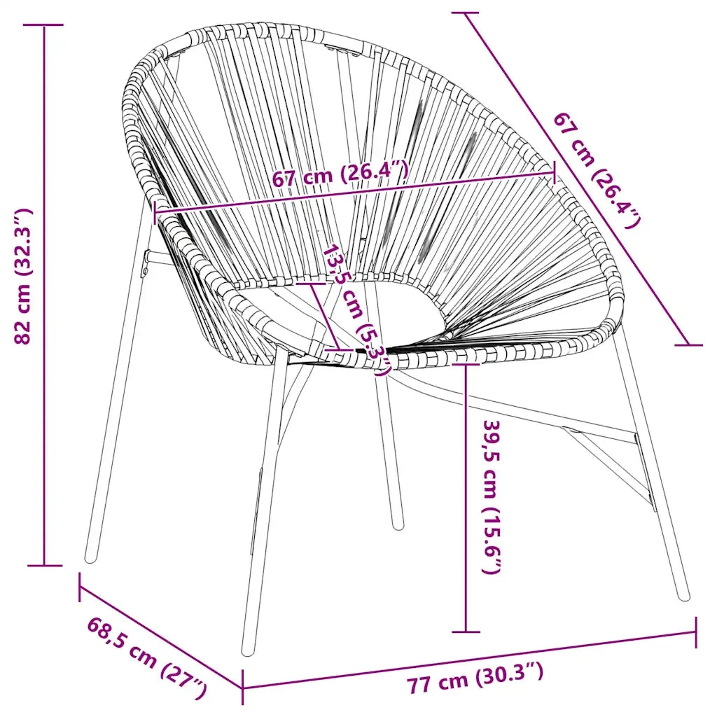 Sedia da Uovo da Giardino | Sedie da Esterno in Polyrattan Nero