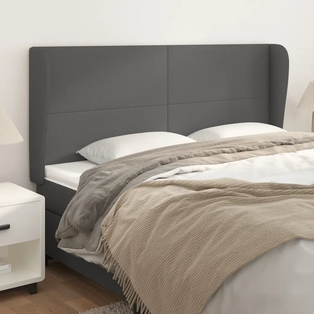 Testiera | Testata ad Orecchio Grigio 183x23x118/128cm in Similpelle