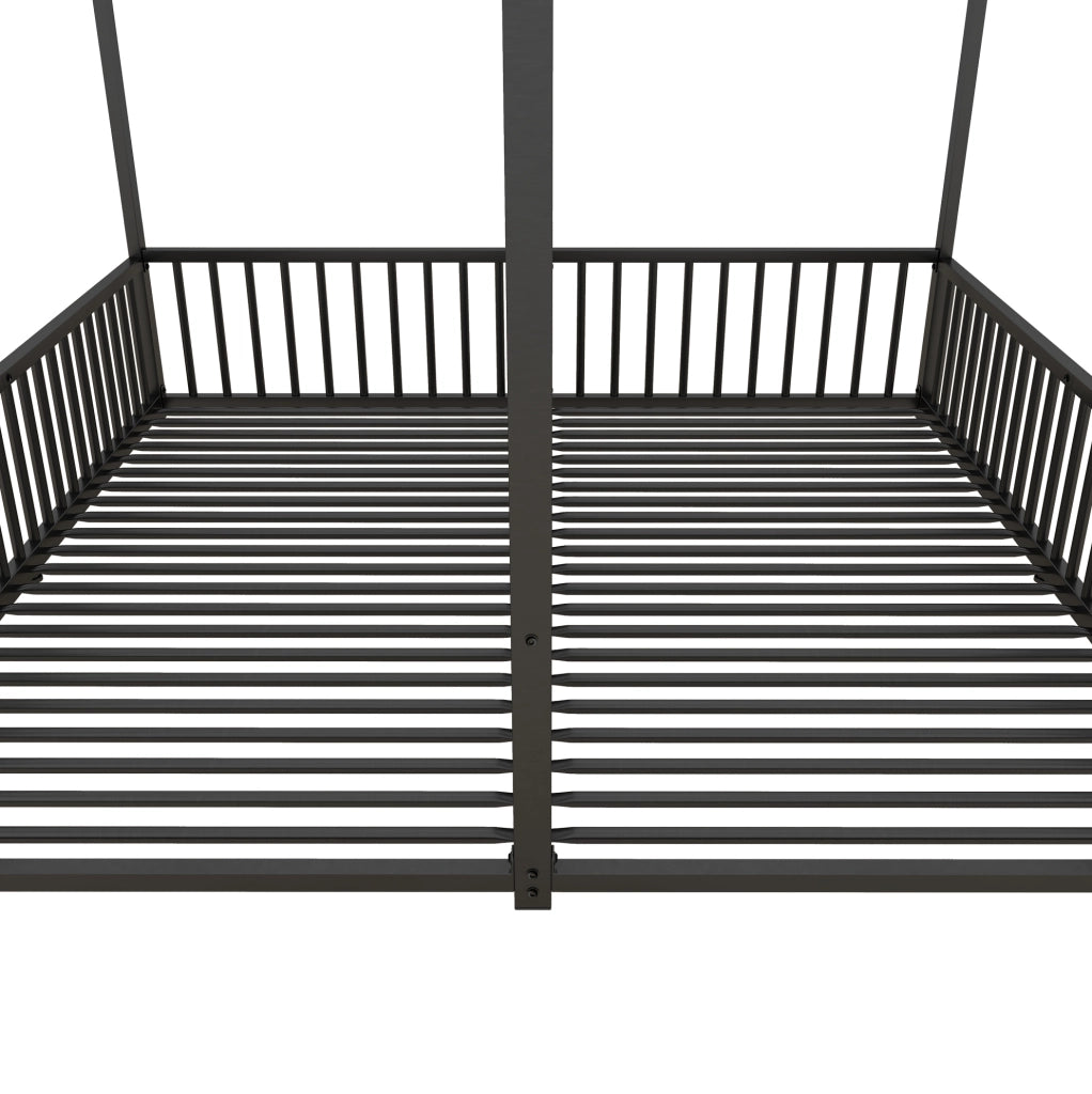 LETTO a casetta con sponde e scala 90x200 cm in metallo nero