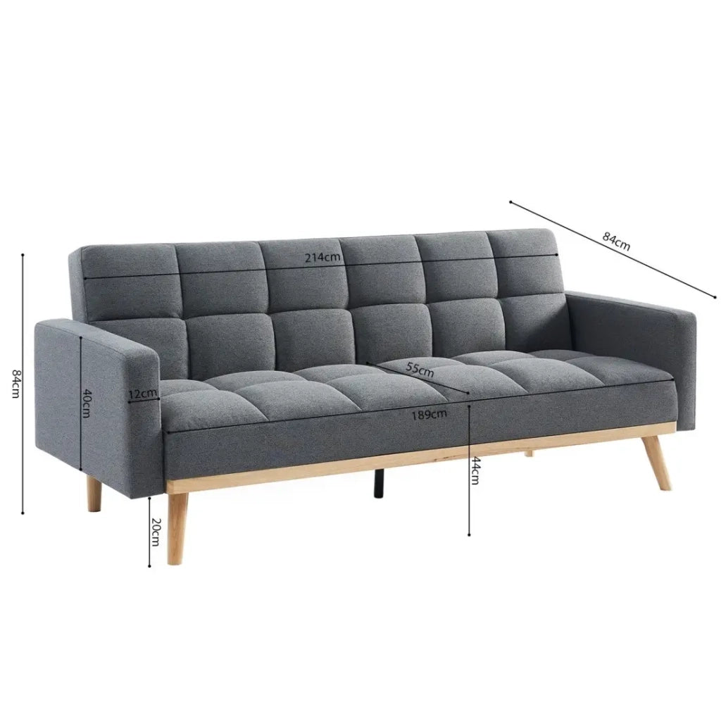 Divano 3 posti trasformabile ADONA - Grigio chiaro - Stile scandinavo