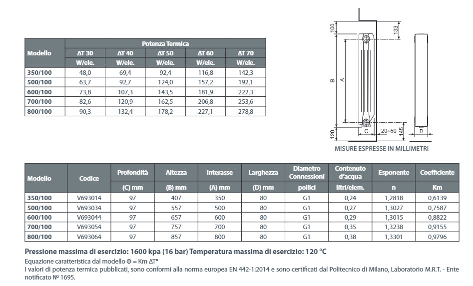RADIATORE IN ALLUMINIO BLITZ SUPER B4 H500 Elementi   8