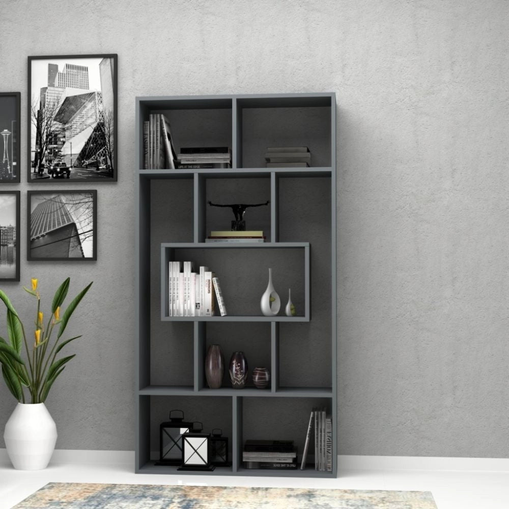 Libreria Face 90x30x170H cm colore grigio cemento