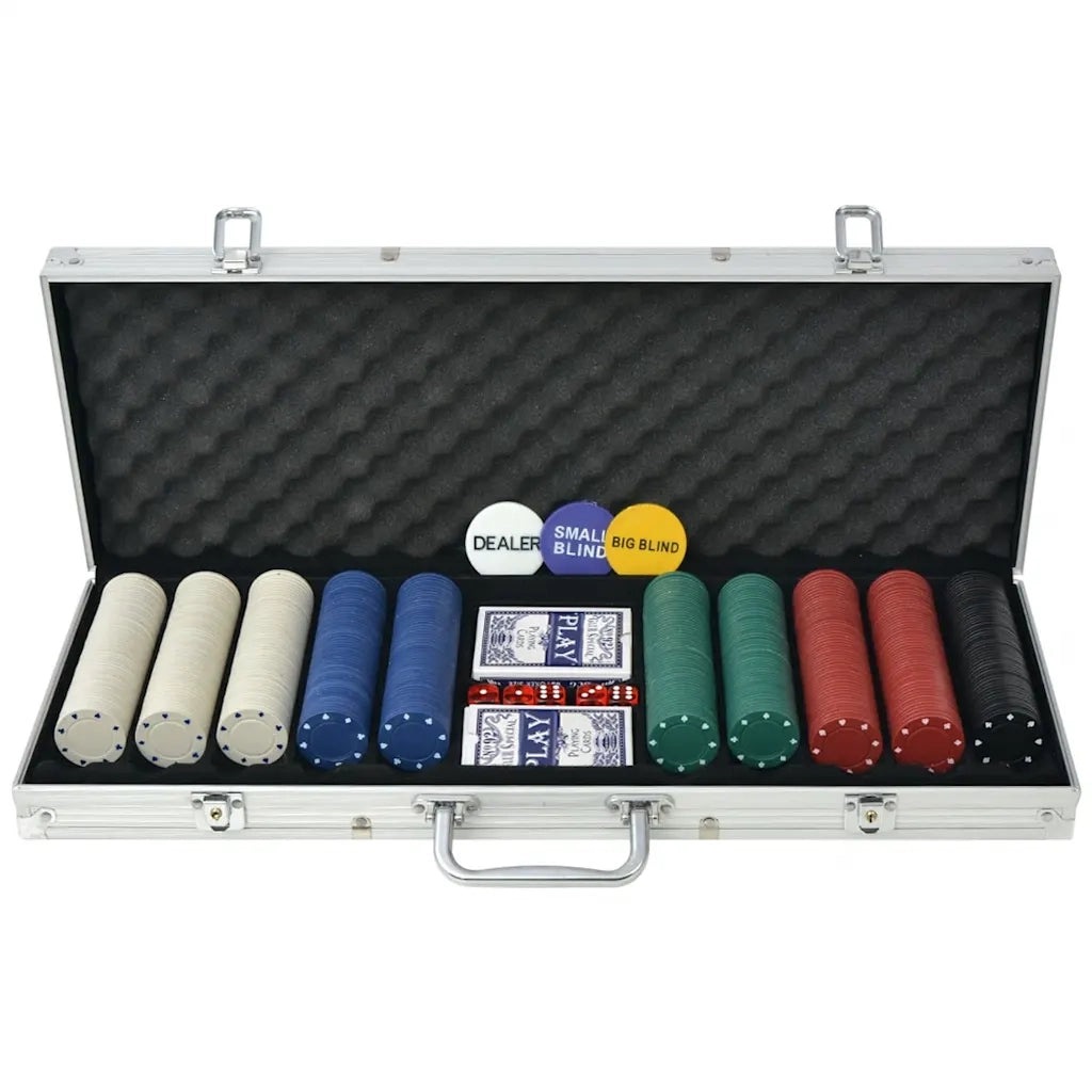 Set da Poker con 500 Chips Alluminio 80180