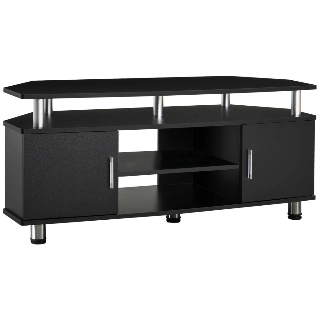 Mobile TV Classico con 2 Ripiani e 2 Ante Nero ¨C Minimal ¨C 120x30x50 cm