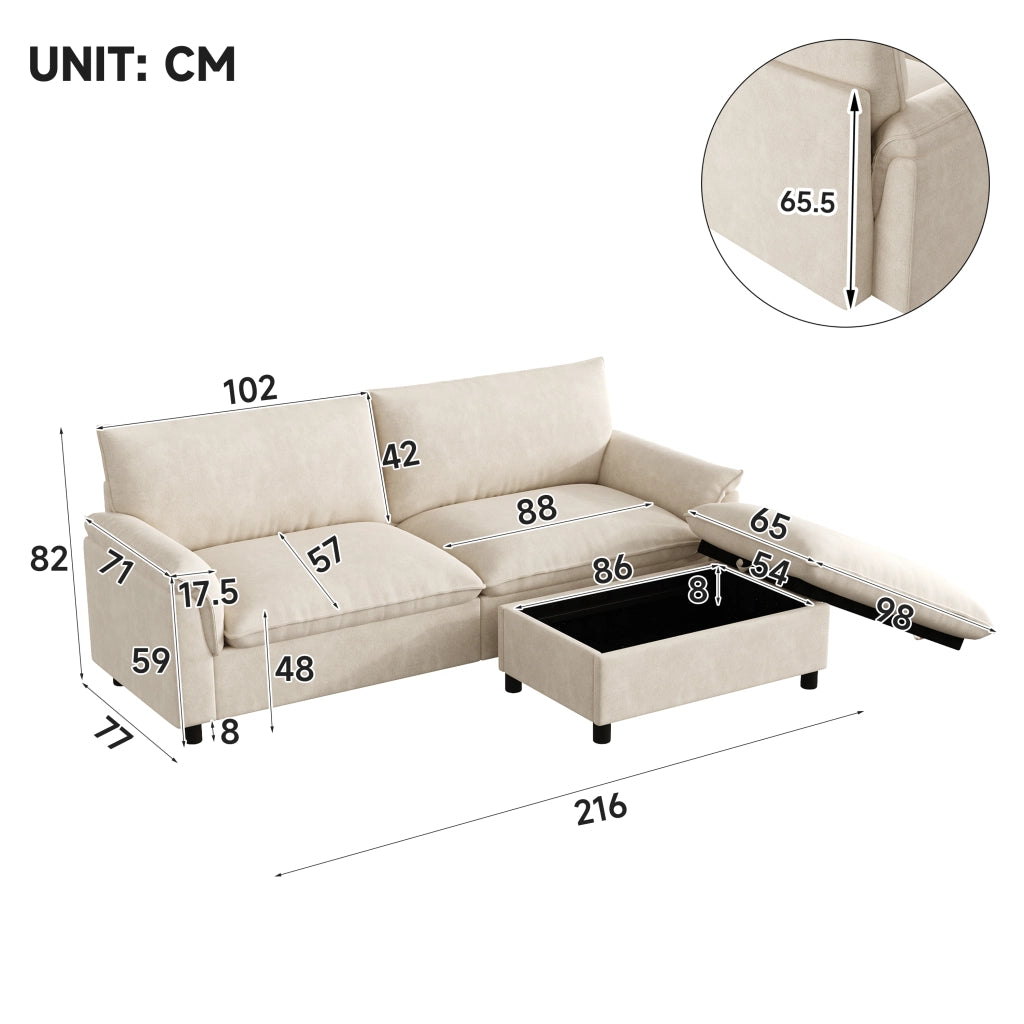 Divano Modulare con Contenitore; Beige