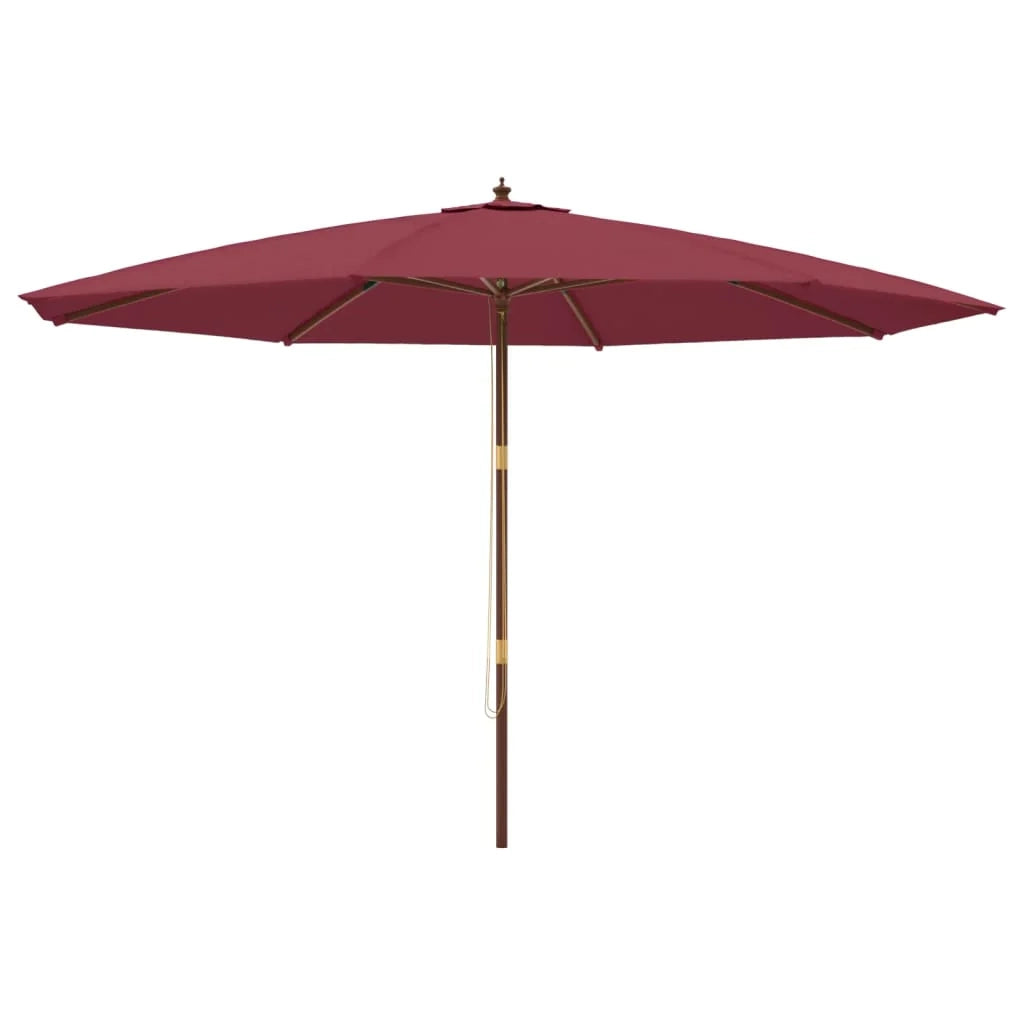 Ombrellone da giardino con palo in legno 400 x 273 cm rosso bordeaux 02_0008351