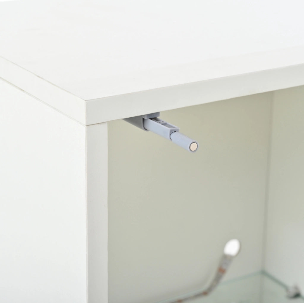 Set mobili TV 3 pezzi con LED e frontali lucidi bianco HOMVRA