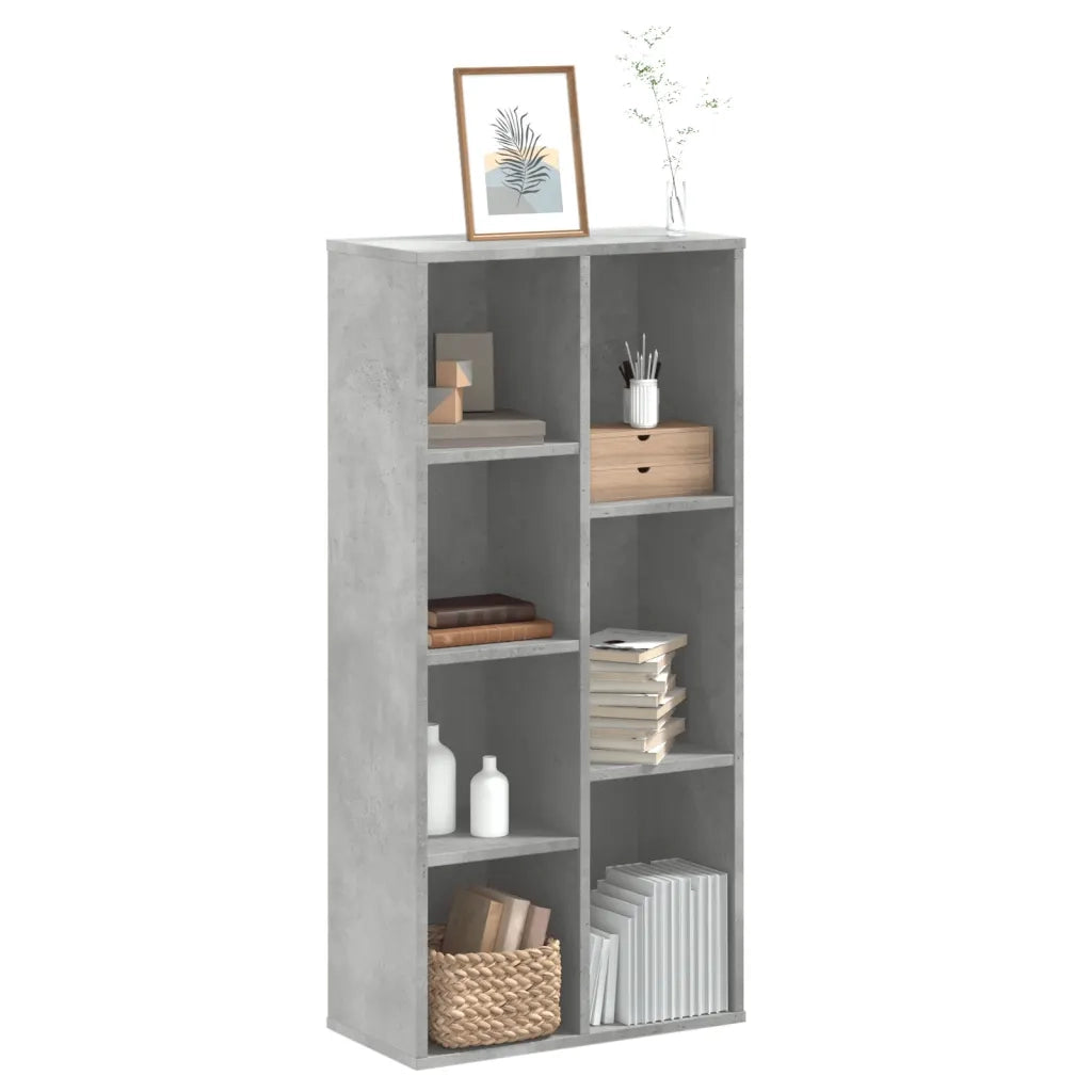 Libreria-Scaffale per Libri-Mobile di Stoccaggio Grigio Cemento 50x25x105 cm in Legno Multistrato