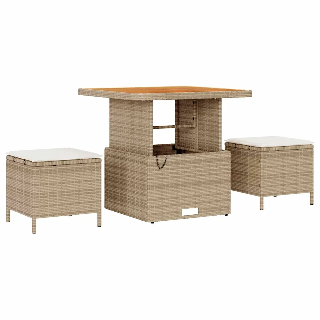 Set Divano da Giardino con cuscino 9 pcs Beige e Crema 3364036