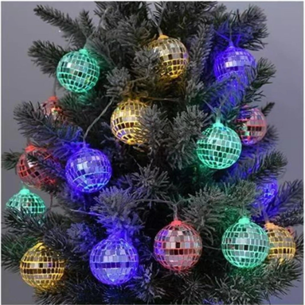 Catena luminosa a LED con palline specchiate, lunghezza 3 metri, 20 LED, alimentazione USB, multicolore