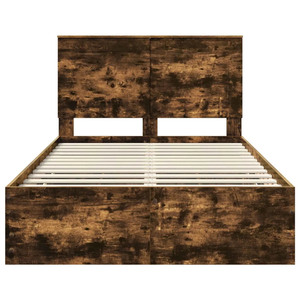 Struttura del letto con cassetto-Giroletto con contenitore-Rete del Letto Rovere fum¨¦ 120 x 200 cm 828805