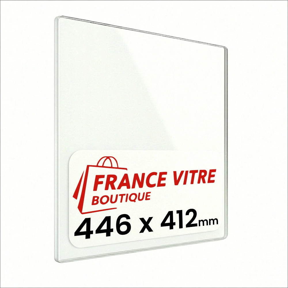 446 x 412 x 4 mm - Vetro per stufa a legna - vetro camino di ricambio - vetro per caminetto resistente al fuoco - France Vitre