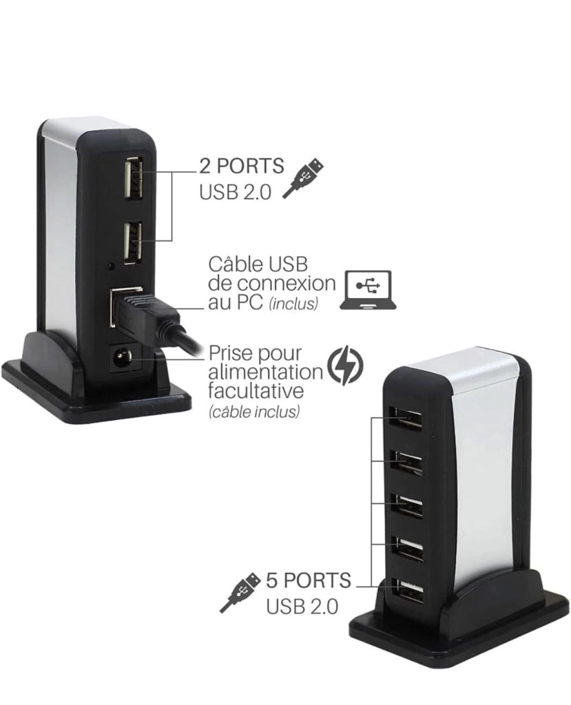 Hub USB 2.0 Splitter USB a 7 Porte Per Computer Desktop Notebook Tablet KOS-9019