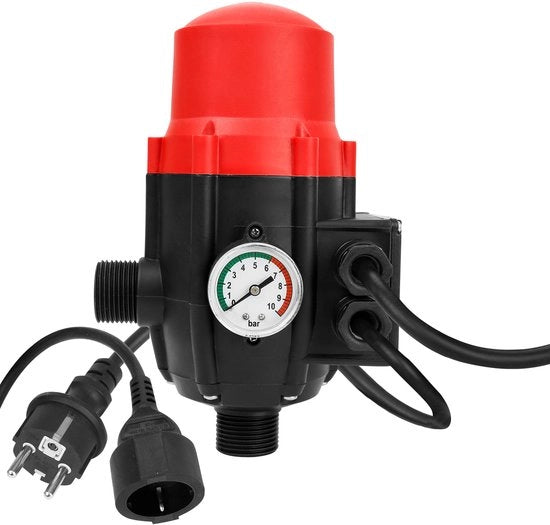 Drukschakela per pompa idraulica - controllo della pompa - valvola di ritorno - attiva e disattiva la funzione della pompa, pressione costante - 10 Bar - inclusi cavi - colore rosso
