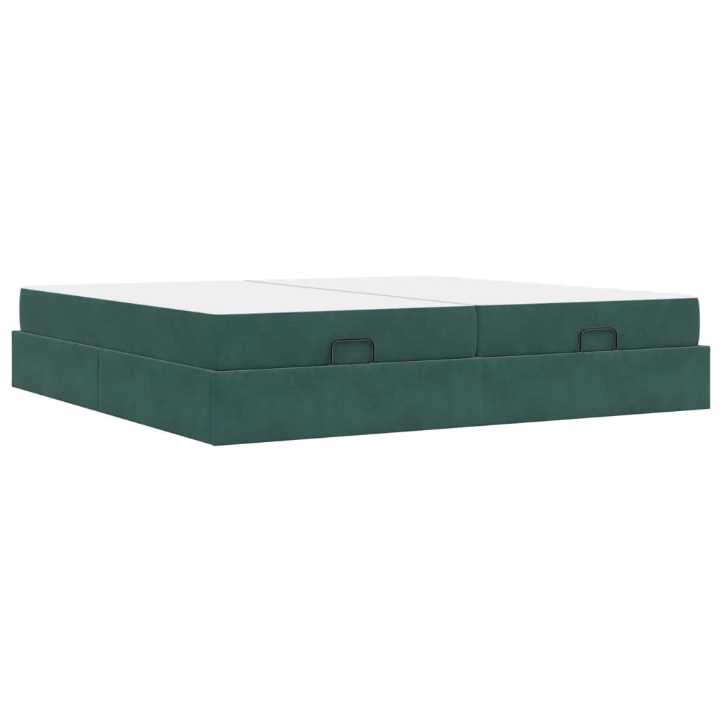Struttura letto con materasso con materasso 2 pcs Verde Velluto