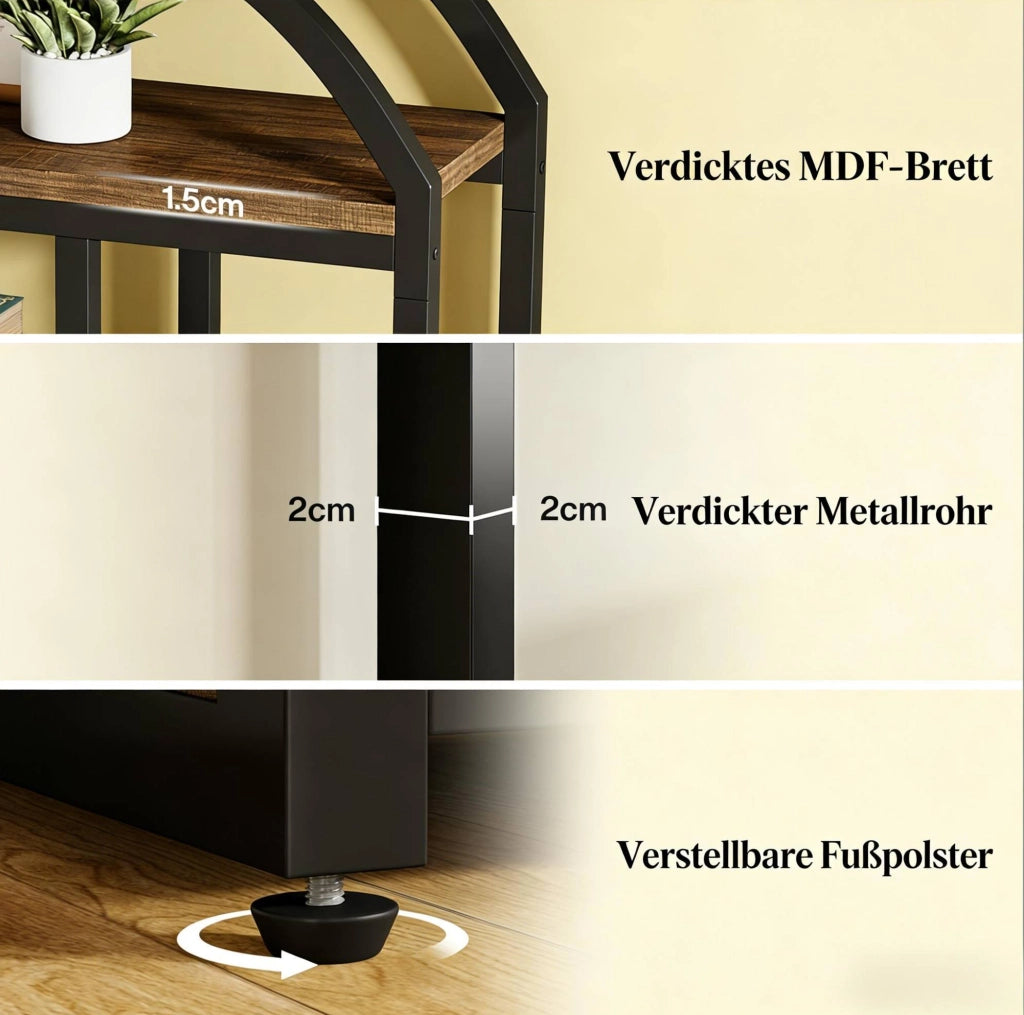 Libreria a 7 ripiani in MDF e metallo nero/marrone rustico