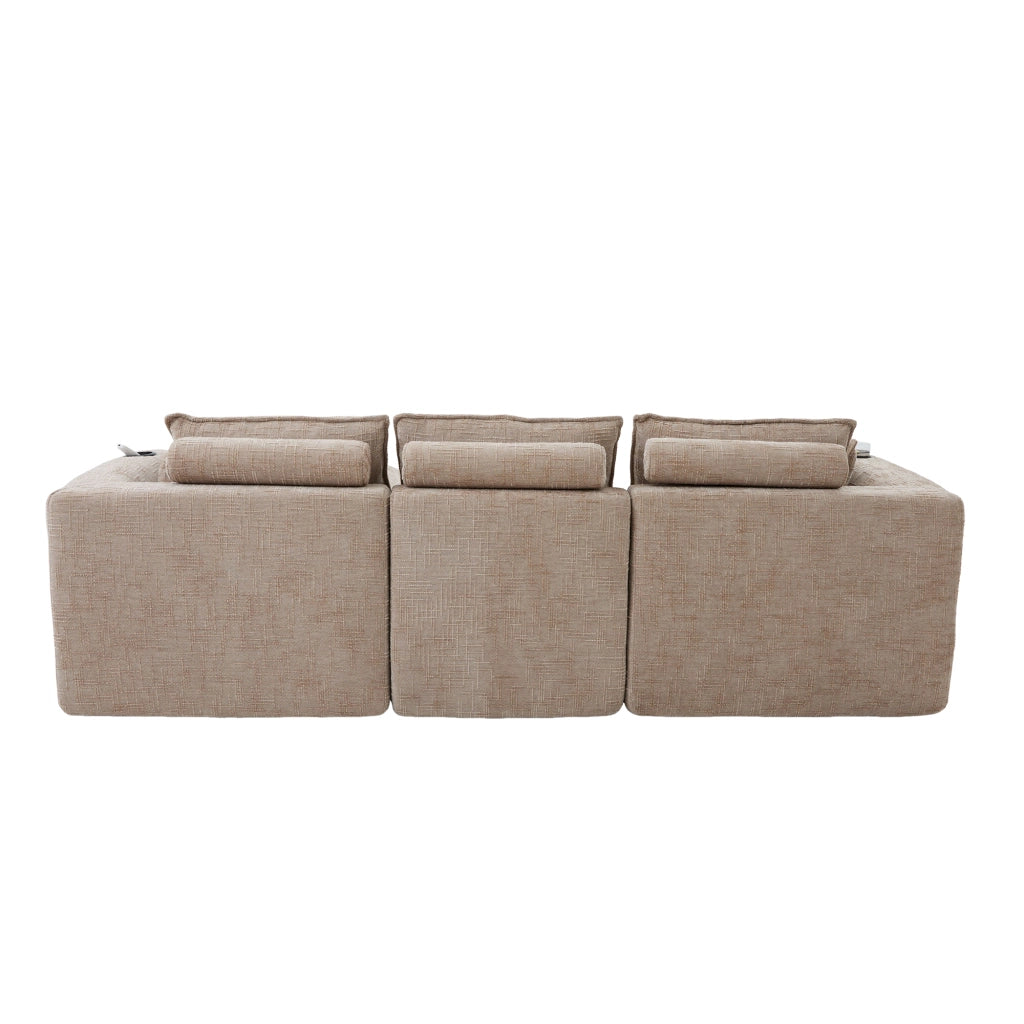 Divano 3 Posti con Poggiapiedi e Cuscini ¨C MINIMAL ¨C Chenille Kaki