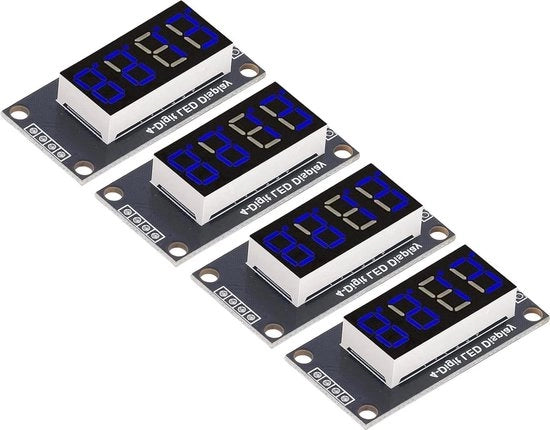 Modulo di visualizzazione LED a 4 cifre con display a 7 segmenti - Chip di alimentazione TM1637 - 0,36 pollici - Blu