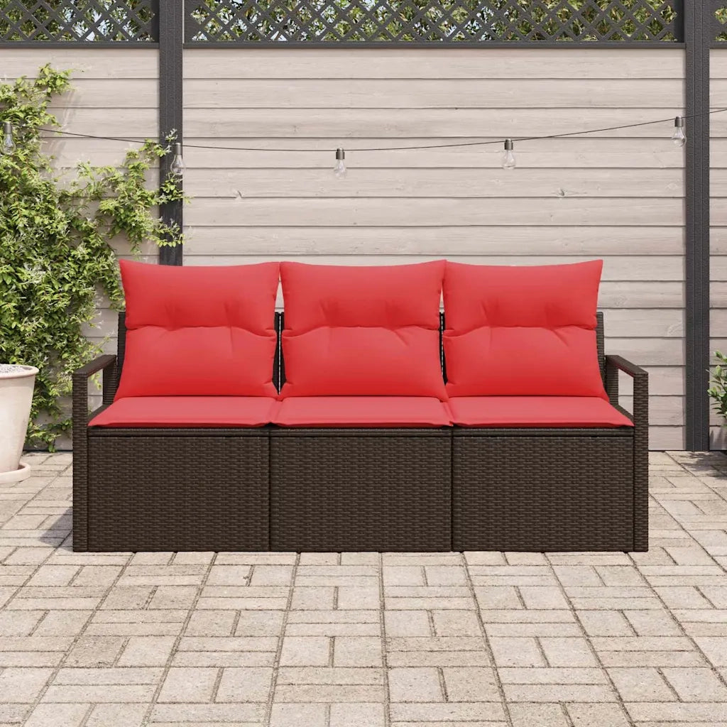 Set Divano da Giardino 3 pcs Marrone e Rosso polyrattan 3354913