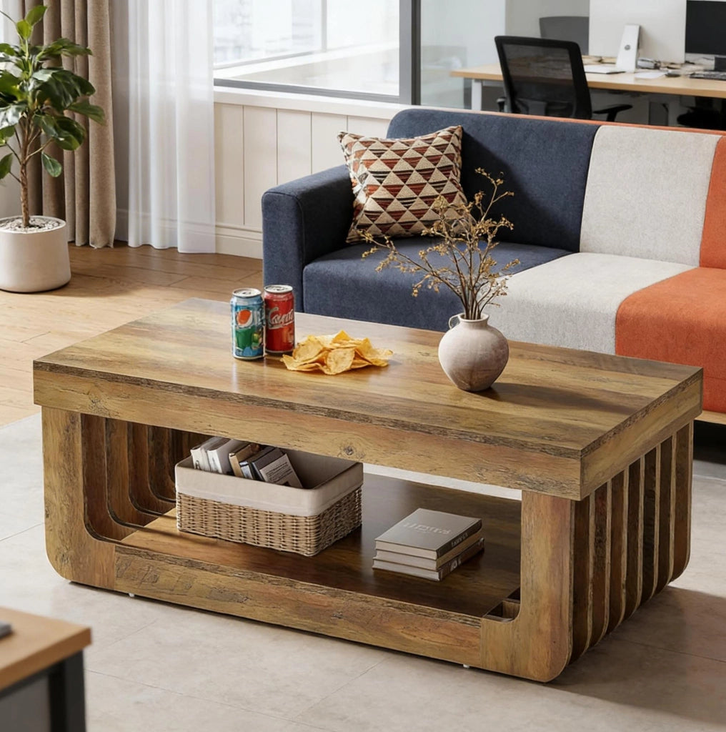 TAVOLINO DA CAFFÈ 120x60x45 cm in MDF Marrone, stile rustico