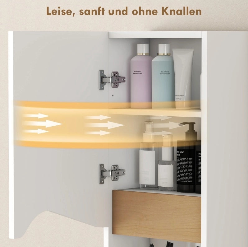 Mobile bagno a parete bianco con anta soft-close e ripiano aperto 30 x 17 x 67 cm