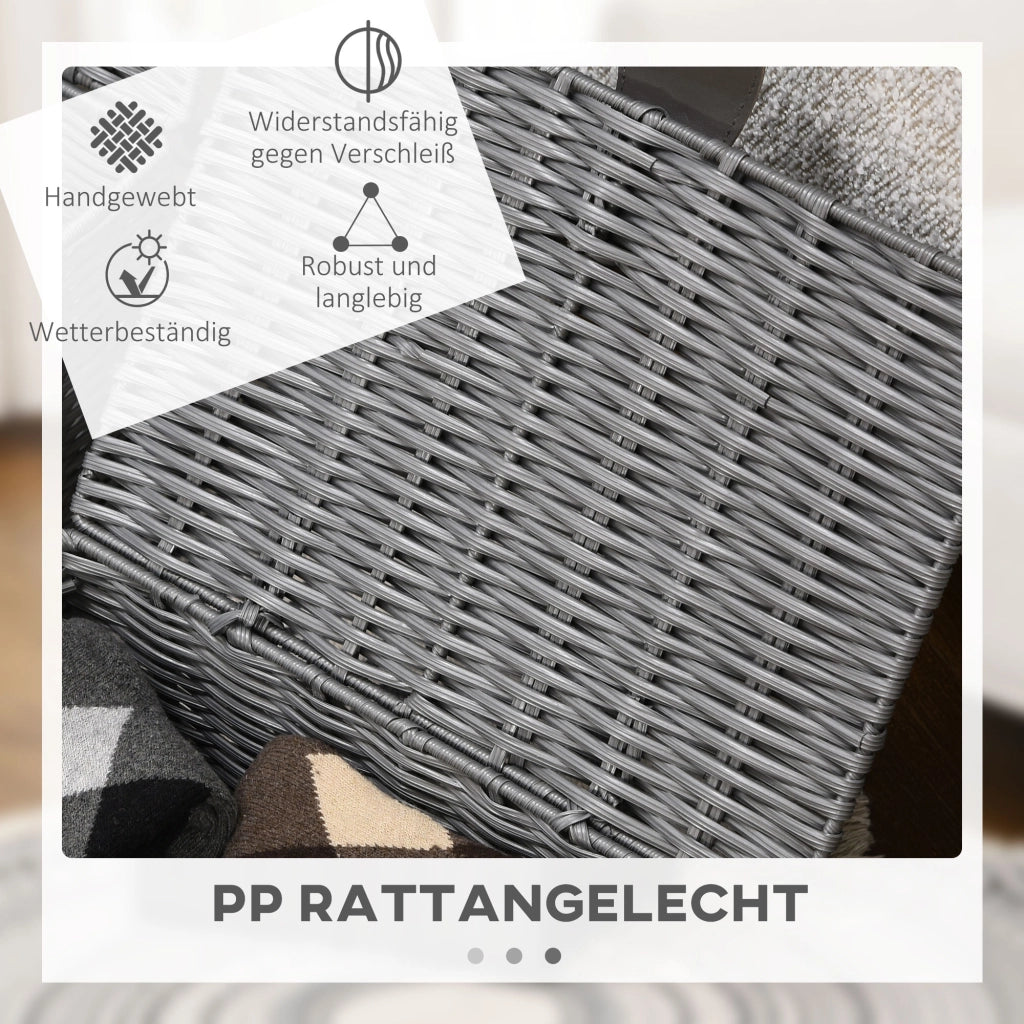 CASSETTE PORTAOGGETTI Set da 3 pezzi con coperchio e fibbie Grigio PP e metallo