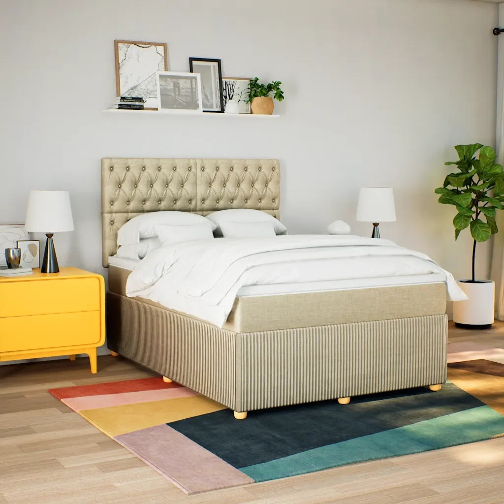 Giroletto a Molle con Materasso Crema 140x200 cm in Tessuto 3294391