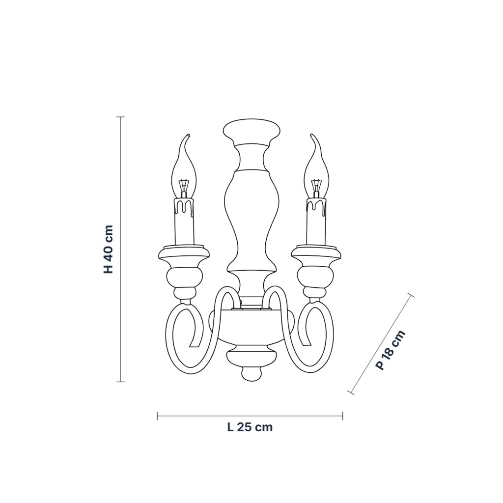 Applique Shabby Chic Cascina Bianco 2 Luci E14