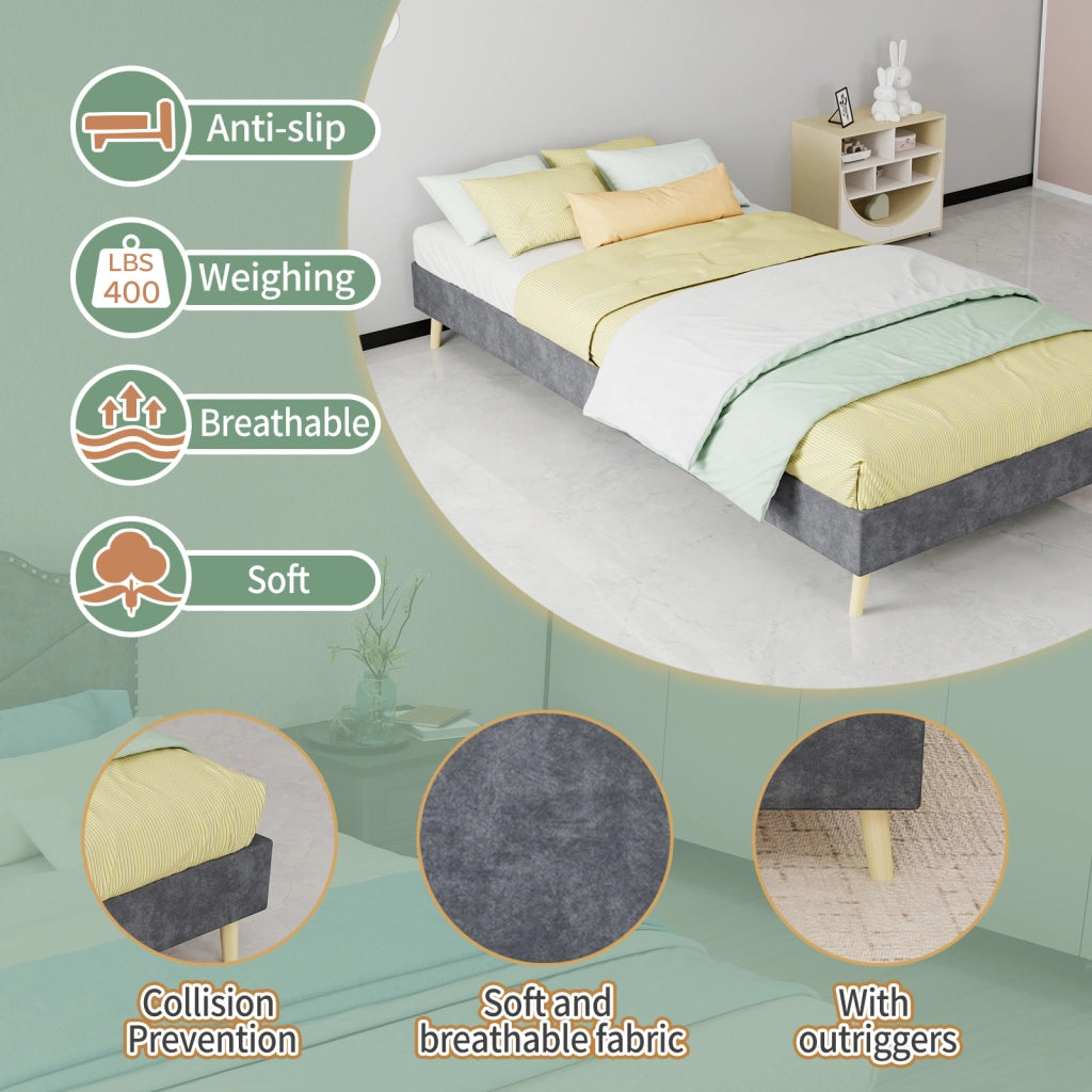 letto tela e metallo grigio 90 x 200 cm