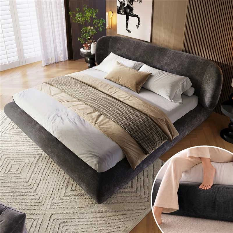 Letto matrimoniale imbottito 140 x 200 cm grigio