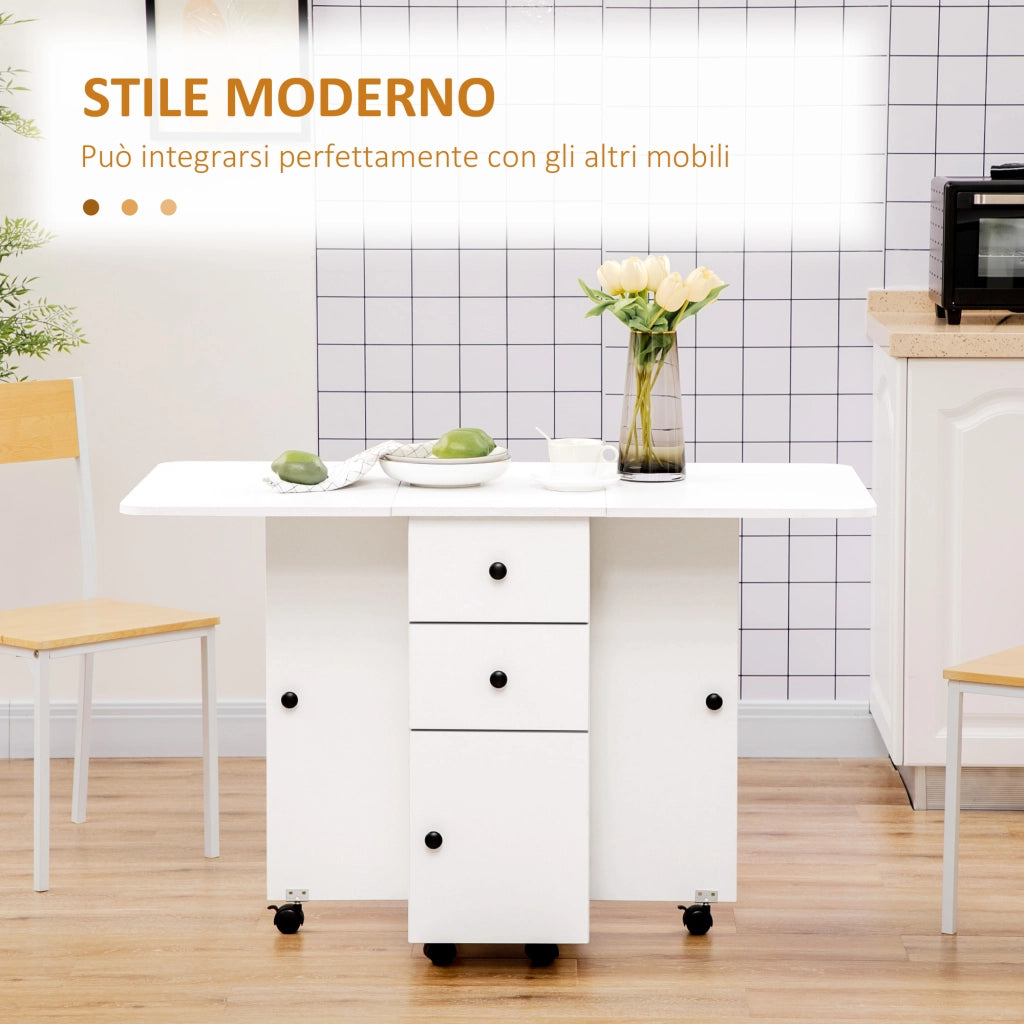 Tavolo a Ribalta con Cassetti ¨C Minimal ¨C Bianco 120x60x76.5 cm