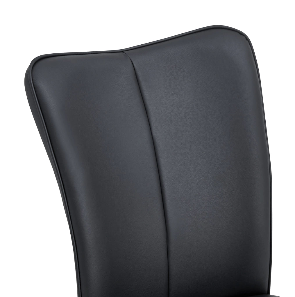 Set di 2 sedie da pranzo in similpelle nera con gambe in metallo argento