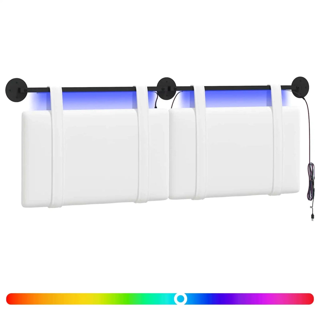 Testiera sospesa Con luce LED Bianco Tessuto 3423946