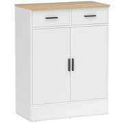 Credenza e madia con 2 cassetti e ripiano regolabile, per cucina e soggiorno, legno bianco, 68,6 × 35 × 90,3 cm