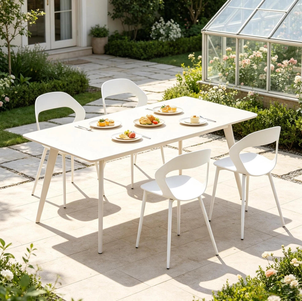 SEDIE da pranzo ergonomiche 51x44x83 cm PP bianco e metallo Set da 4 pezzi