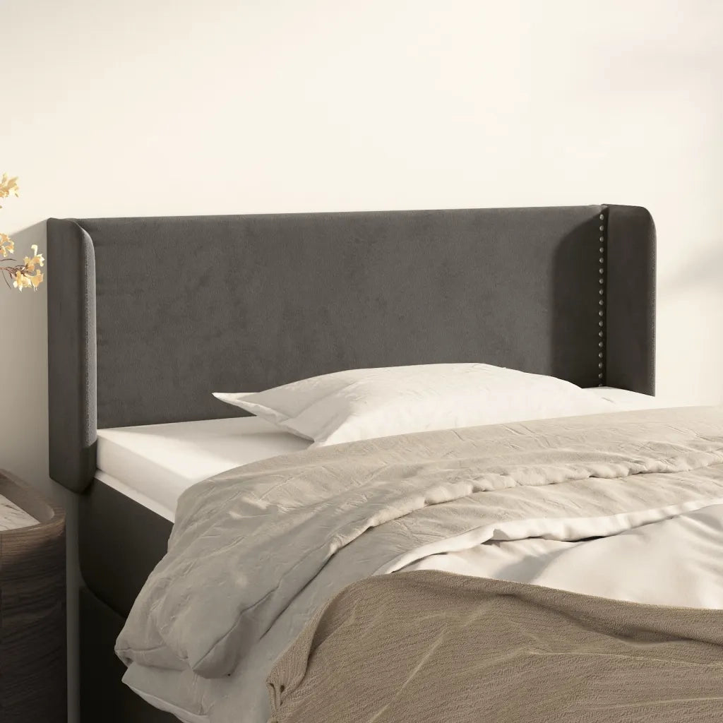 Testiera ad Orecchio-Testata con Orecchie Grigio Scuro 93x16x78/88 cm in Velluto 477338