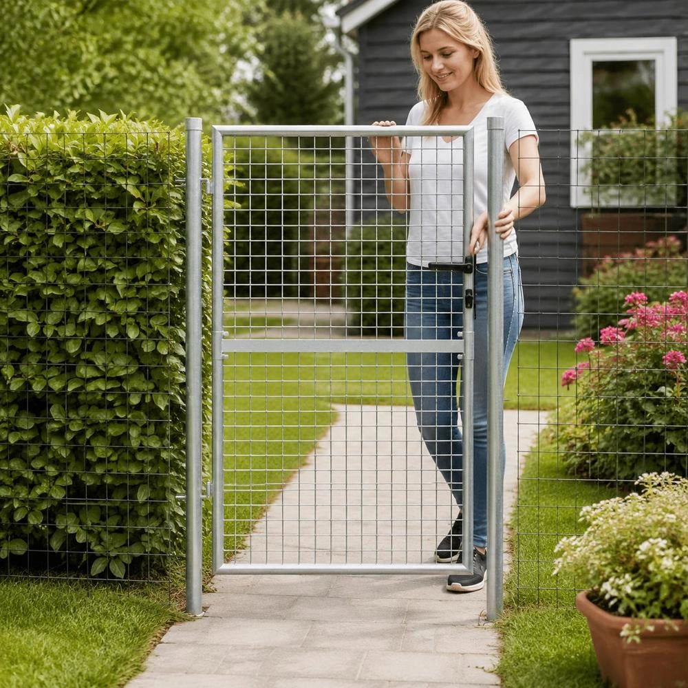 Garden Gate, Galvanized Steel, 105 X 125 Cm, Silver