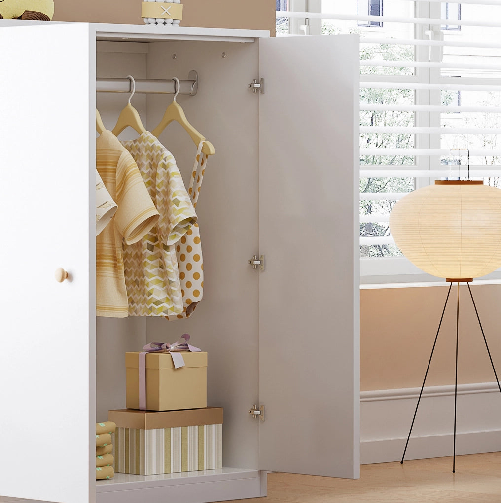 Armadio compatto 2 ante 80x50x120 cm con barra appendiabiti bianco HAVRYA