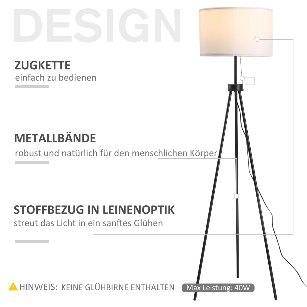 Lampada da terra con paralume in poliestere e cotone ¨C Minimal ¨C E27, bianco
