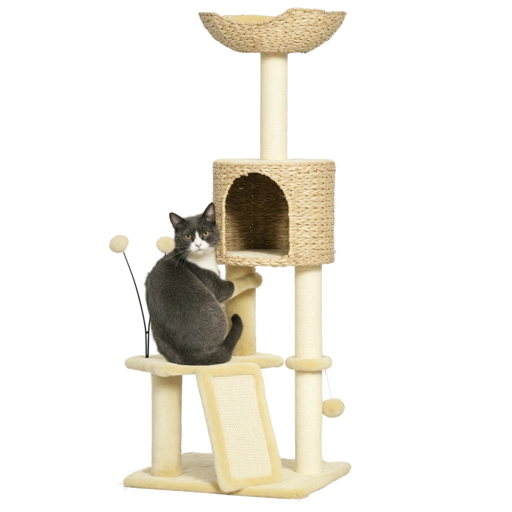 Arbre ¨¤ chat con paniere e piattaforme ¨C Minimal ¨C 116 cm beige