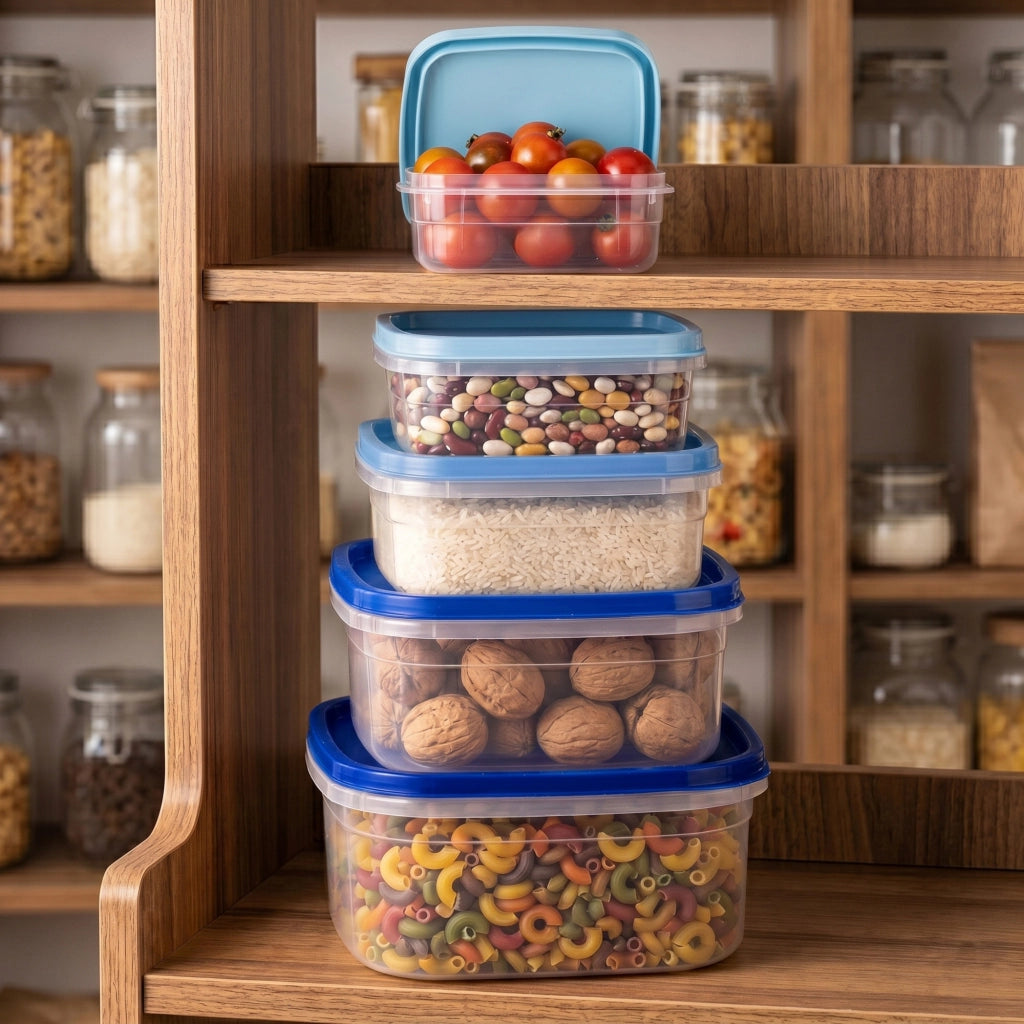 Set di contenitori per alimenti KADAX Scatole per il pranzo in plastica con coperchio da 5 pezzi