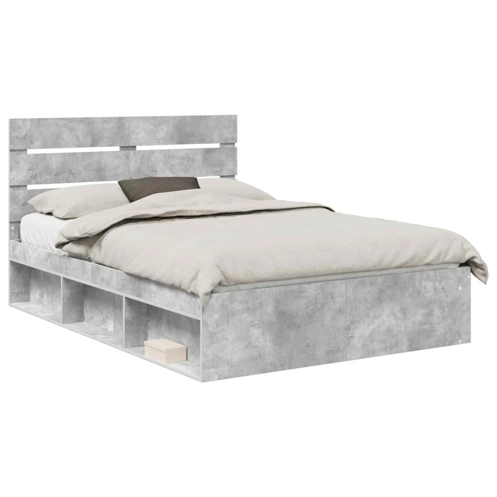 Letto matrimoniale | Letto per adulti | Struttura del letto Calcestruzzo 140 x 200 cm Pino massello