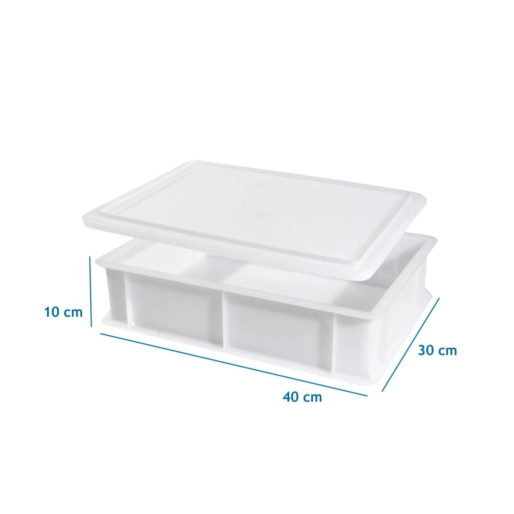Contenitore per Lievitazione Pizza E Pane BPA-free - Cassette Portaimpasto Certificate di Grado Alimentare - Made in Italy - 10 Box Impilabili 40x30x10 + 10 Coperchi