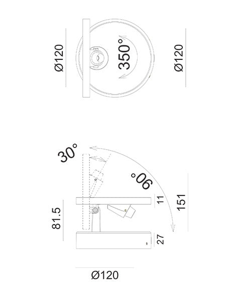 Ara Lampada da Parete LED Integrato 8W 3000K 715lm in Metallo e Metacrilato Nero con Regolazione Luce a Pulsante - Design Moderno e Minimal
