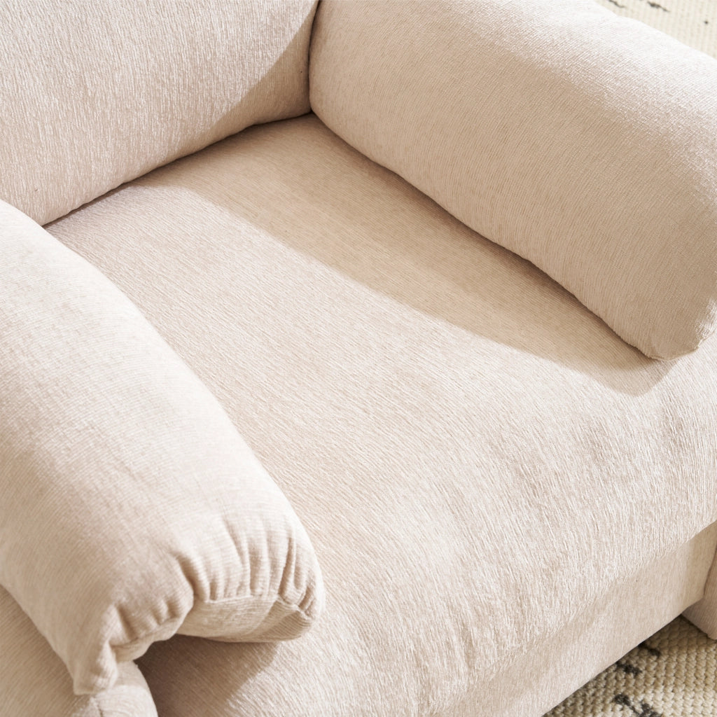 Poltrona moderna in ciniglia; 96 x 82 x 84 cm; monoposto con braccioli; beige