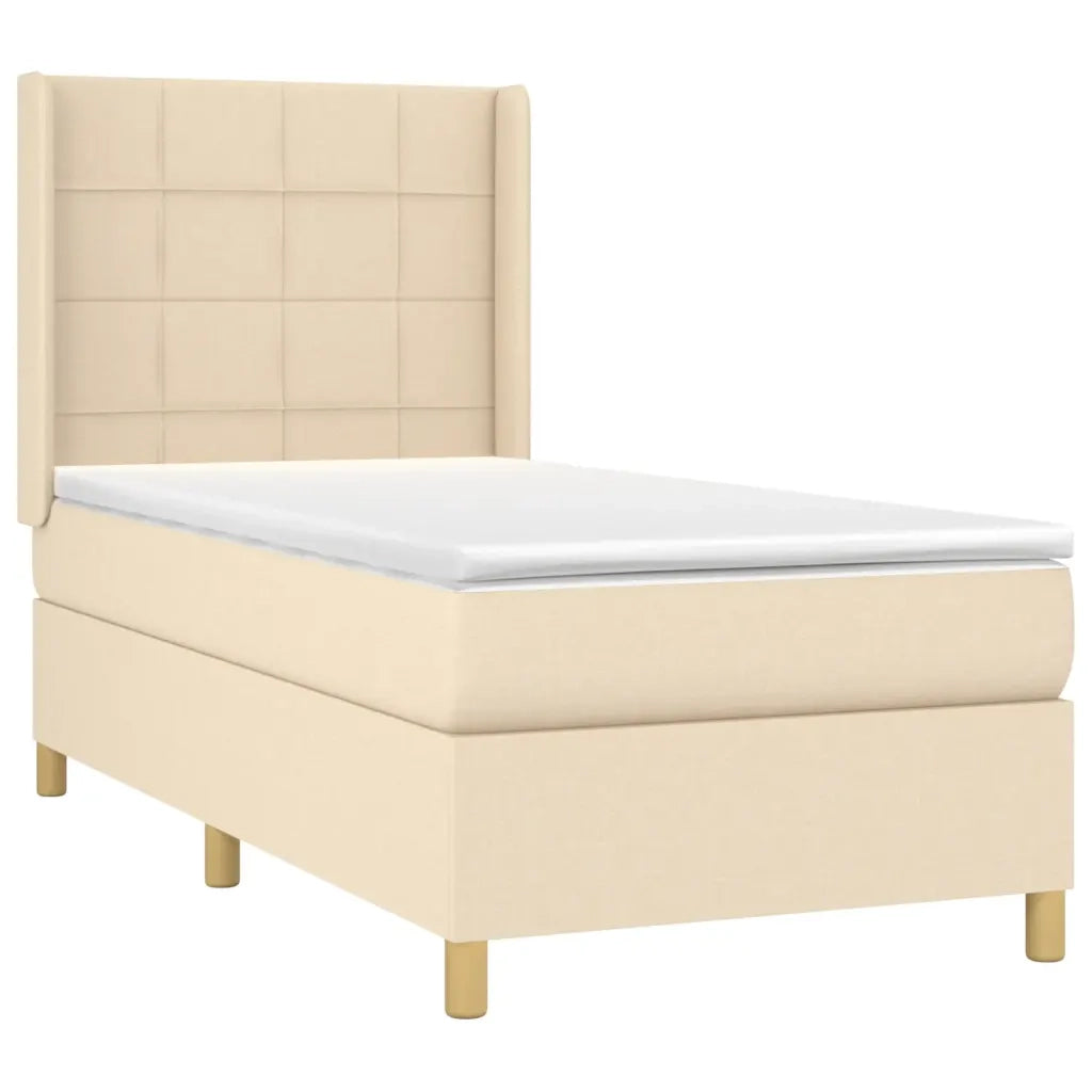 Giroletto a Molle con Materasso Crema 100x200 cm in Tessuto 3131974