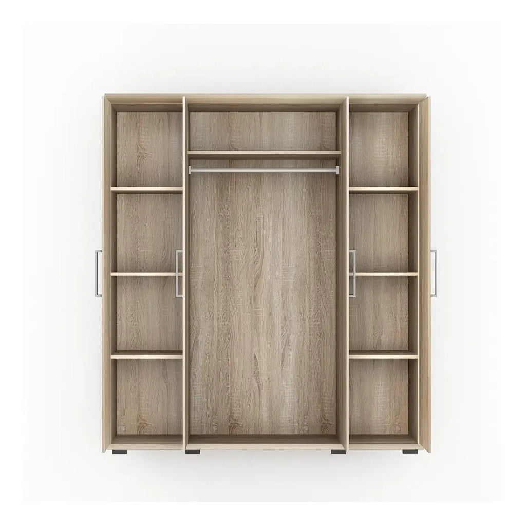 Armadio 4 porte con guardaroba TOM – Rovere sonoma