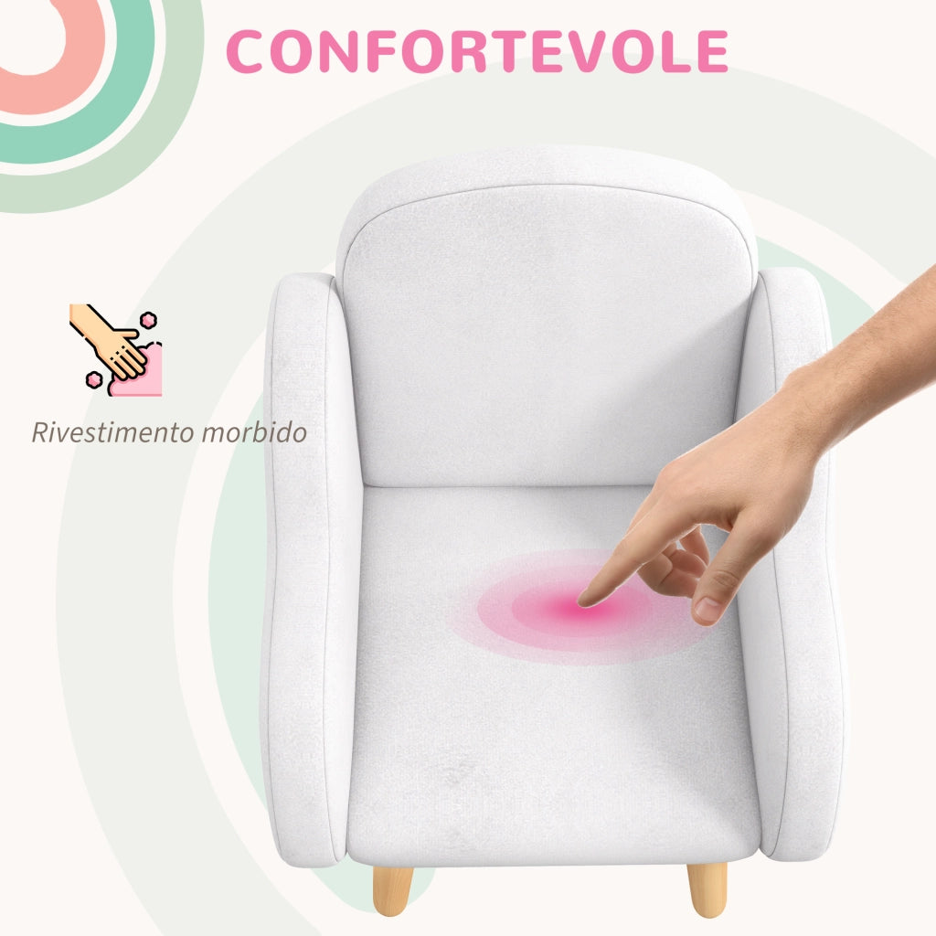 Poltrona Bambini ¨C Minimal ¨C Tessuto Bianco 46x51x55 cm