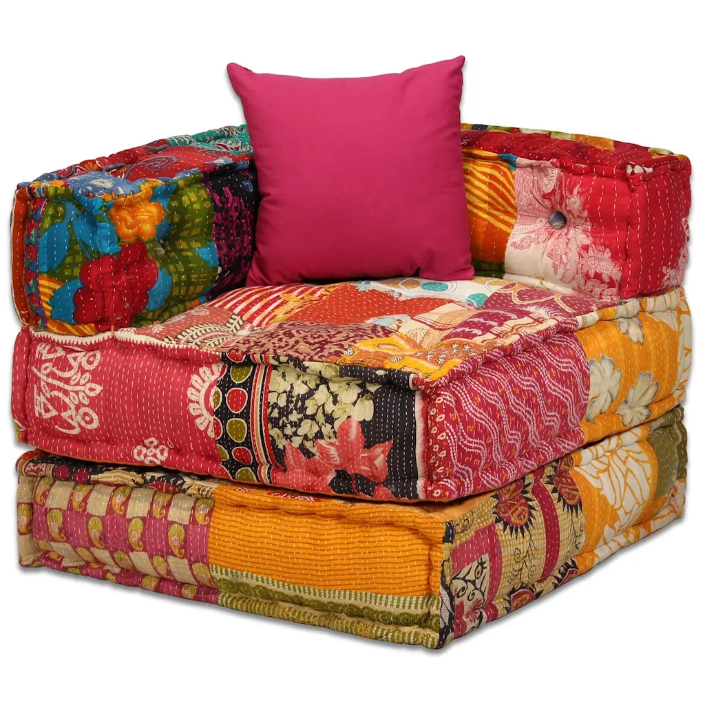 Pouf Modulare a 2 Posti in Tessuto Patchwork 244977