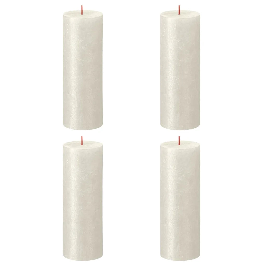 Bolsius Candele Pilastro Rustiche Shimmer 4 pz 190x68 mm Avorio 440891